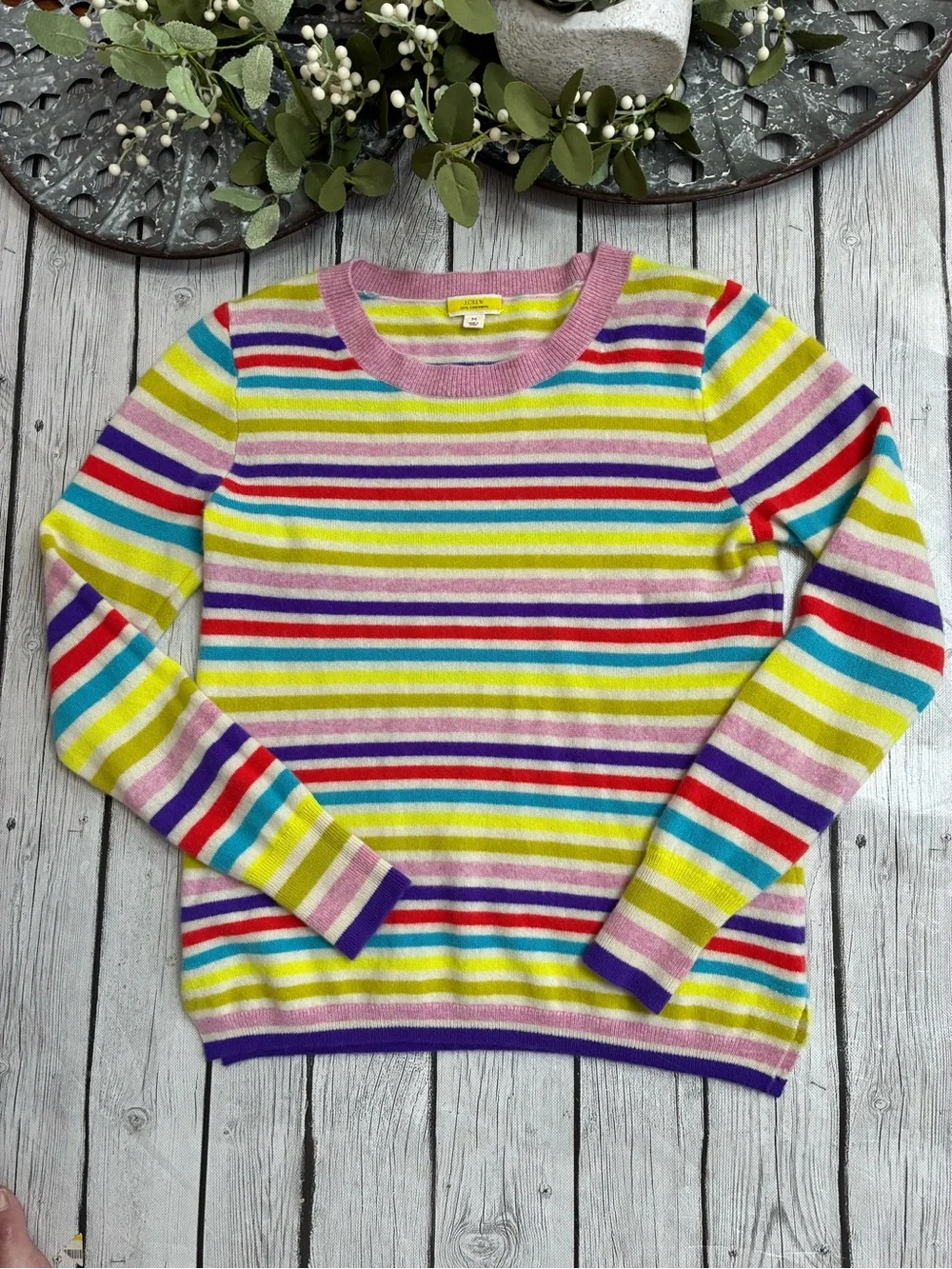 J. Crew Rainbow Stripe Cashmere Sweater